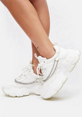 White Binary Chain Platform Sneakers