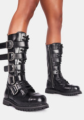 Riot-18BK Unisex Knee High Boots