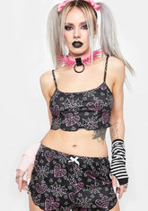 Web Hearts Print Pajama Set