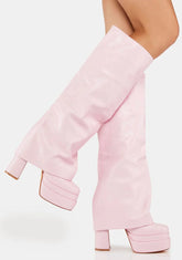 Pink Invisible Foldover Boots