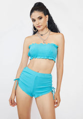 Turquoise Cut You Off Hot Shorts Set