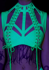 Rude Awakening Harness Bra Top - Glow In The Dark