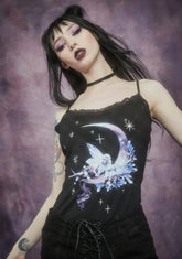 Broken Wings Fairy Print Lace Cami