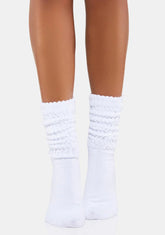 White Slouch Crew Socks