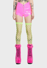 Dark Dimension Vinyl Shorts - Neon Pink