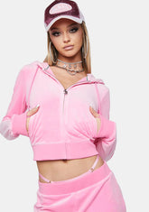 Pink OG Big Bling Velour Hoodie