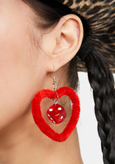 Two Of Hearts Fuzzy Earrings