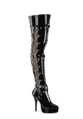 Indulge-3026 Platform Thigh High Boots-Black
