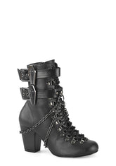 Patent Lost Tomb Chain Lace Up Boots