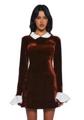 Macchiato Sessions Velvet Dress - Brown