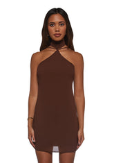 Latest Nightspot Halter Dress - Brown