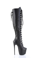 Jubilant-3012 Platform Over-The-Knee Boots-Black PU