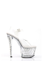 Stardust-708 Platform Ankle Strap Sandals-Clear