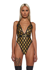 Playboy Foiled Bunny Teddy - Black/Gold
