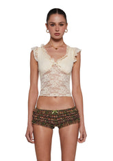 Elegance Reigns Lace Top - Off White
