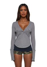 Brianna Long Sleeve Top - Gray