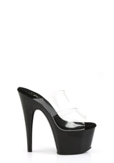 Adore-702 Platform Two-Band Straps Slides-Clear-Black