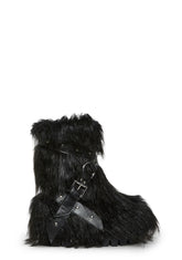 Low Wild Instincts Faux Fur Combat Boots - Black