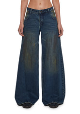 Sinful Attitude Wide Leg Jeans - Dirty Blue