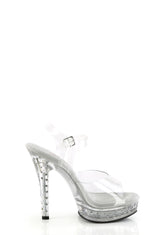 Majesty-508 Platform Ankle Strap Rhinestones Studded Sandals-Clear