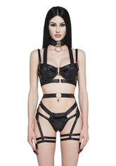 Sexy Fantasy Strappy Vinyl Lingerie Set
