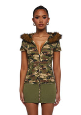 Texting U Camo Hoodie Mini Dress