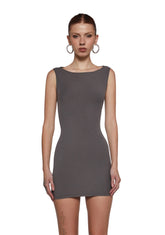 Chic Angles Mini Dress - Gray