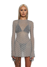 Techno Novelty Mesh Dress - Grey