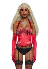 Rouge Lady Popstar Costume And Wig Set