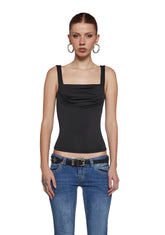 Text Me Ruched Top - Black