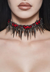 Leopard Choker With Spike Charms