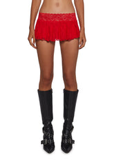 Fierce Flirt Lace Skirt - Red