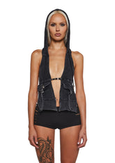 Signal Halter Top With Hood