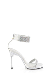 Chic-40 Platform Ankle Strap Rhinestone Sandals-Silver