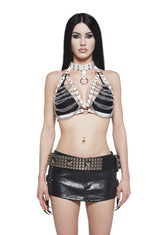 Brazen Tactics Chain Harness Choker - White