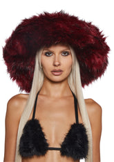 Chamber Faux Fur Bucket Hat - Red