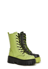 Devil Games Mismatched Combat Boots - Green
