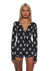 Playboy Slumber Bunny Romper - Black