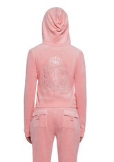 Crown Heritage Cotton Velour Hoodie - Pink
