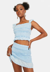Aqua Personal Angel Eyelet Mini Skirt