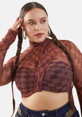 Real Luxury Vibes Checker Mesh Crop Top