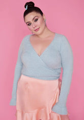 Plus Aqua Cherish My Love Wrap Sweater