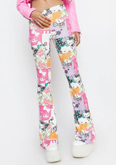 Hello Kitty Print Flare Pants