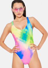 Pastel Neon Clouds One-Piece Swimsuit