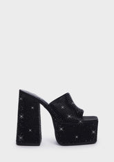 Black Sagittarius Diamante Platform Mules