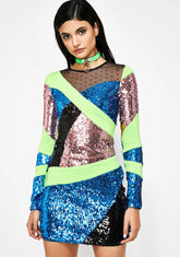 Crossed Lines Sequin Dress