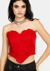 Velvet Heart Shaped Bustier Top