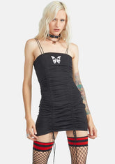 Butterfly Kiss Ruched Mini Dress