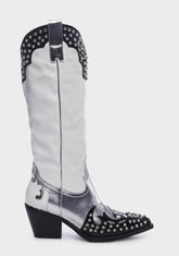White Knox Metallic Western Boots