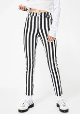 Wide Stripe T-Back Skinny Jeans
